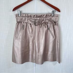Marc New York NWT Light Pink Metallic Faux Leather Belted Skirt Size S & M